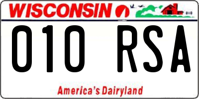 WI license plate 010RSA