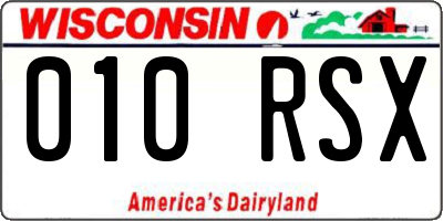 WI license plate 010RSX