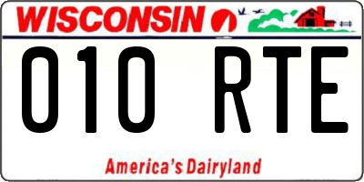 WI license plate 010RTE
