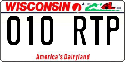 WI license plate 010RTP