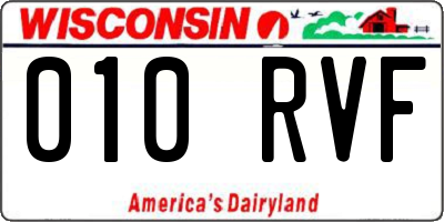 WI license plate 010RVF