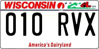 WI license plate 010RVX