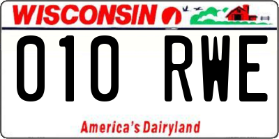 WI license plate 010RWE