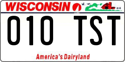 WI license plate 010TST