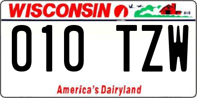 WI license plate 010TZW