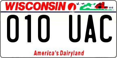 WI license plate 010UAC