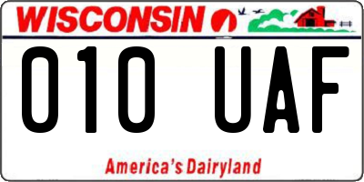 WI license plate 010UAF