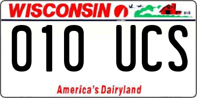 WI license plate 010UCS