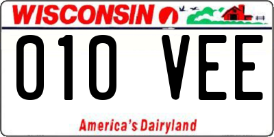 WI license plate 010VEE