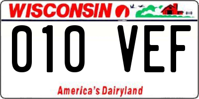 WI license plate 010VEF