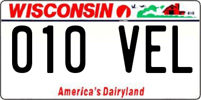 WI license plate 010VEL