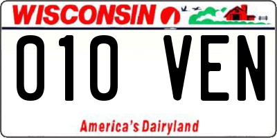WI license plate 010VEN