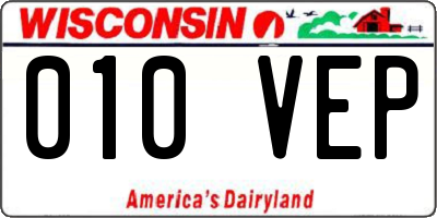 WI license plate 010VEP