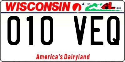 WI license plate 010VEQ