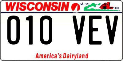 WI license plate 010VEV