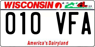 WI license plate 010VFA