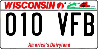 WI license plate 010VFB