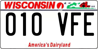 WI license plate 010VFE