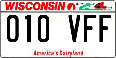 WI license plate 010VFF