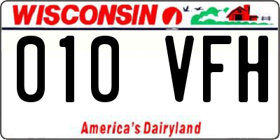 WI license plate 010VFH
