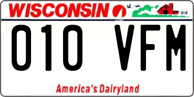 WI license plate 010VFM