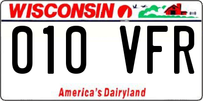 WI license plate 010VFR