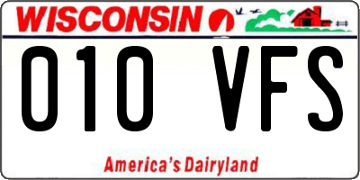 WI license plate 010VFS
