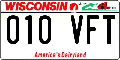 WI license plate 010VFT
