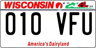 WI license plate 010VFU