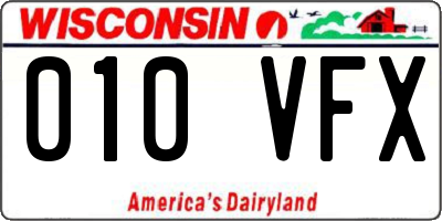 WI license plate 010VFX