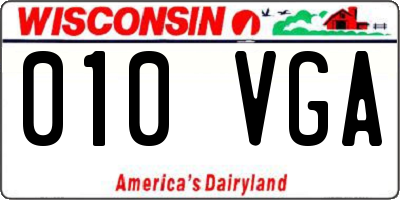 WI license plate 010VGA