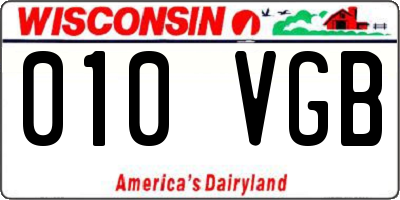 WI license plate 010VGB