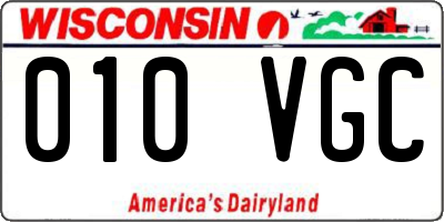 WI license plate 010VGC