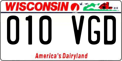 WI license plate 010VGD