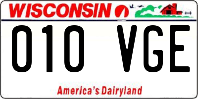 WI license plate 010VGE