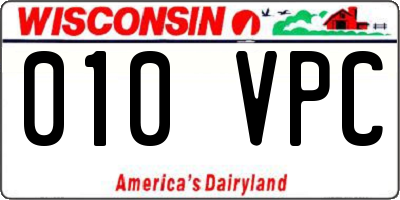 WI license plate 010VPC