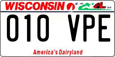 WI license plate 010VPE