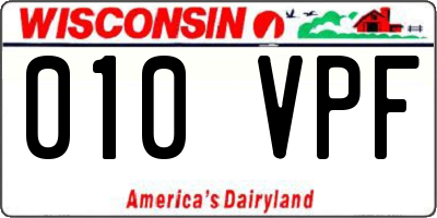 WI license plate 010VPF
