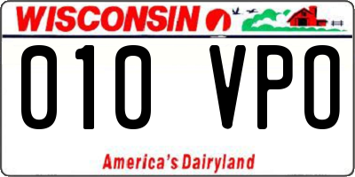 WI license plate 010VPO