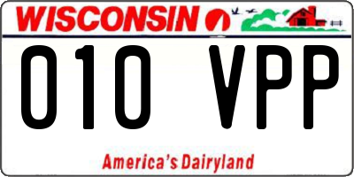 WI license plate 010VPP