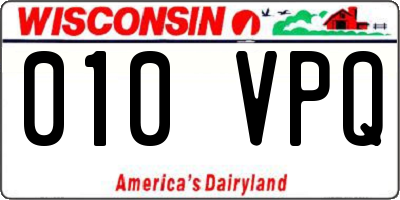 WI license plate 010VPQ