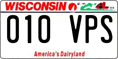 WI license plate 010VPS