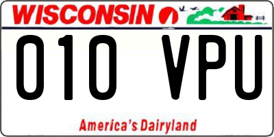 WI license plate 010VPU