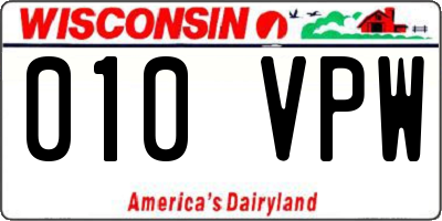WI license plate 010VPW