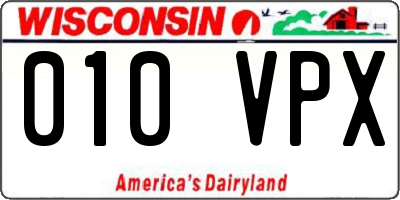 WI license plate 010VPX