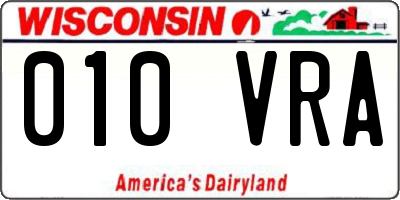WI license plate 010VRA