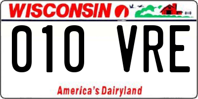 WI license plate 010VRE