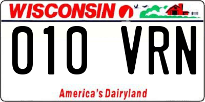 WI license plate 010VRN