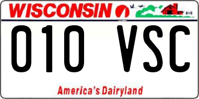 WI license plate 010VSC