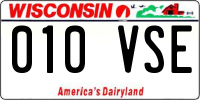 WI license plate 010VSE